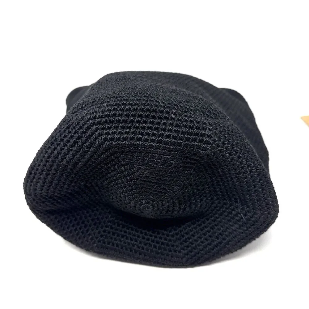 The Sak Crochet Hobo Bucket Bag Black Double Shoulder Strap Boho Euro Summer